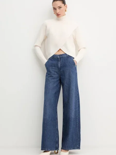 Morgan sweter MISS z golfem MISS beżowy