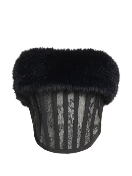 Top Elie Saab din dantelă fără bretele negru