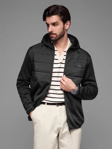 Geacă Ombre din fleece negru