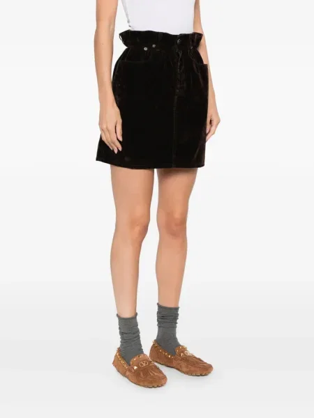 Aksamitna mała mały spódnica mini Miu Miu brązowa