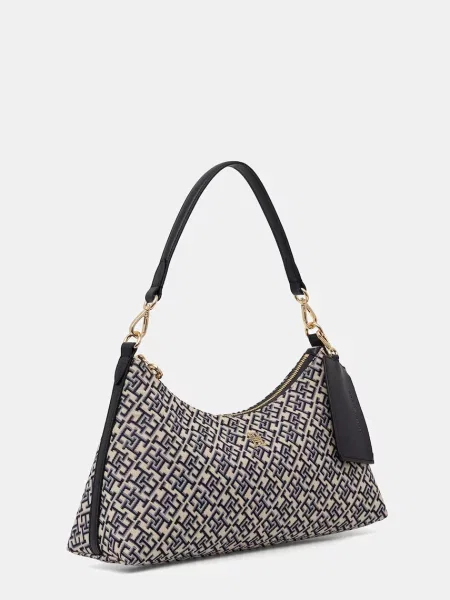 TOMMY HILFIGER Kabelka na rameno JACQUARD / námornícka modrá / svetlomodrá béžová