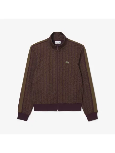 Жакардова куртка Lacoste для бігу коричнева