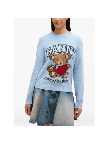 Sweter Ganni typu teddy niebieski