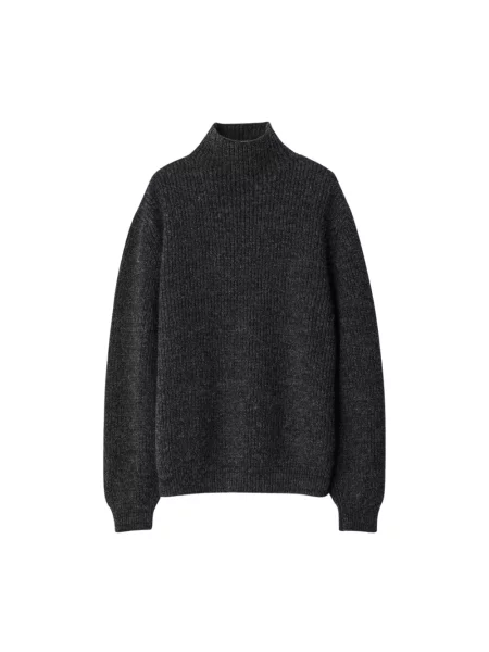 Lniany sweter z golfem Lemaire czarny