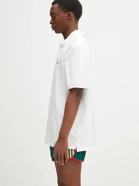 T-shirt Carhartt WIP S/S Chase Pique Polo UNISEX White/ Gold XXL λευκό