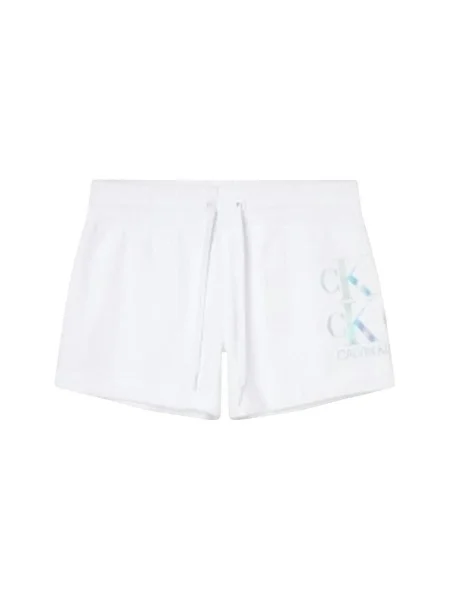 Pantaloni Calvin Klein Jeans tricotate cu autograf alb