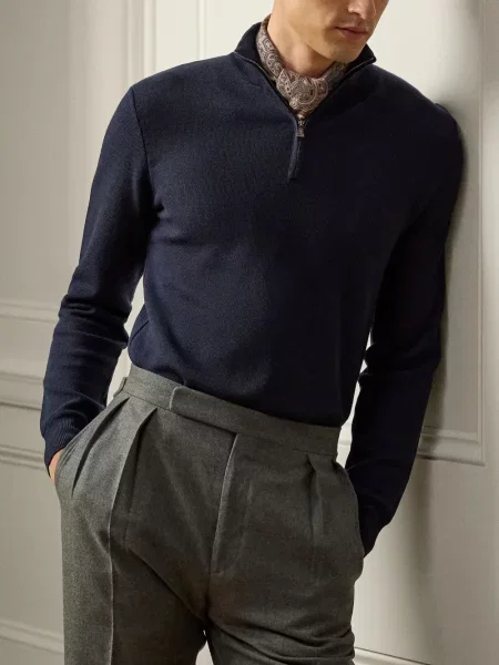 Вълнен пуловер Ralph Lauren Purple Label синьо