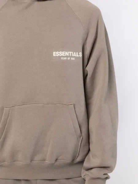 Дълго суичър с качулка Fear Of God Essentials с принт кафяво