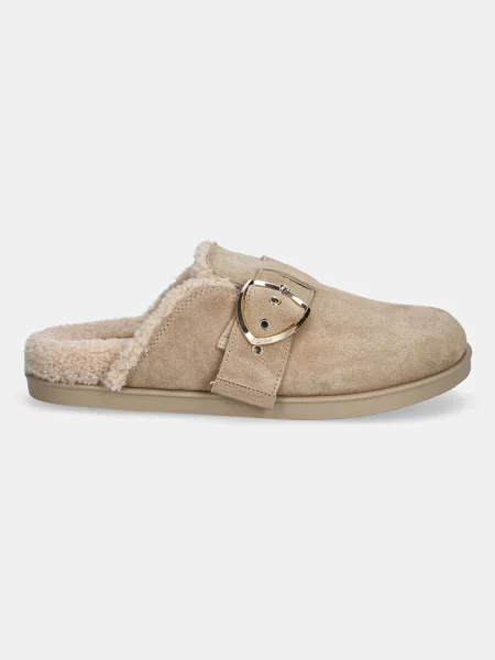 Замшевые тапочки Blauer бежевые