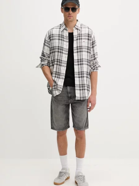 Tommy Jeans šortky pánske rifľové sivá
