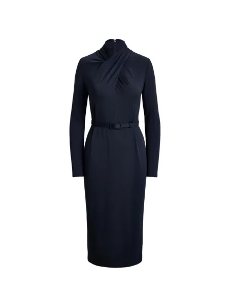 Cu centură rochie midi Lauren Ralph Lauren albastru