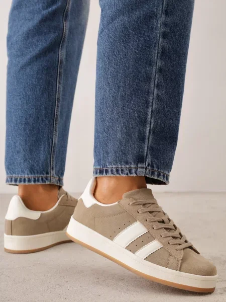 Sneakers cu barete laterale Zefirau închis bej
