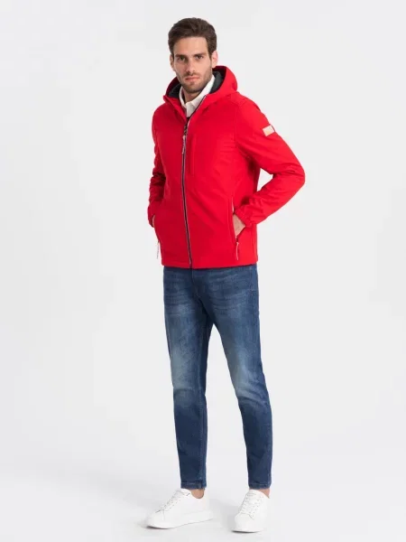 Softshell bunda Ombre Clothing červená
