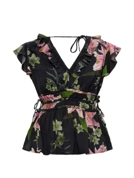 Top Allsaints cu model floral cu imagine negru