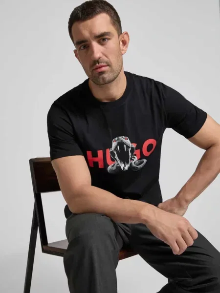 HUGO t-shirt gładki czarny