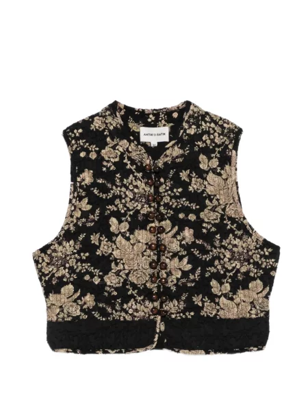 Matlasat vestă Antik Batik cu model floral cu imagine negru
