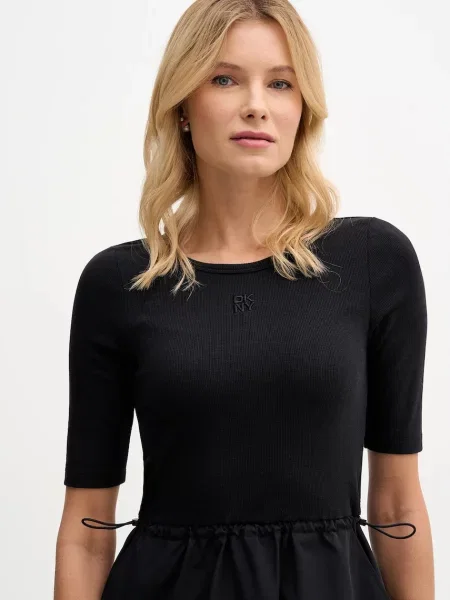 Сукня Dkny midi розкльошена чорний