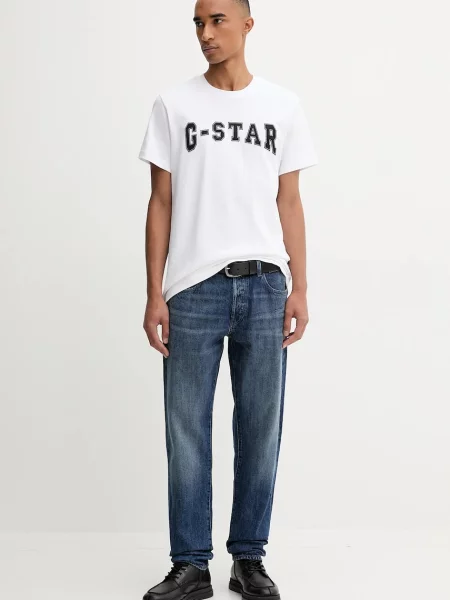 G-Star kratka majica Felt logo bela