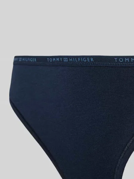 Stringi z mieszanki bawełny Tommy Hilfiger granatowe