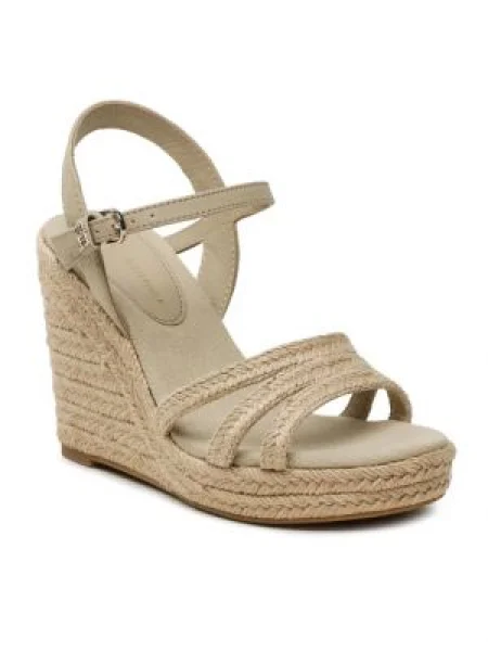 Bőr éksarkú espadrilles Tommy Hilfiger bézs