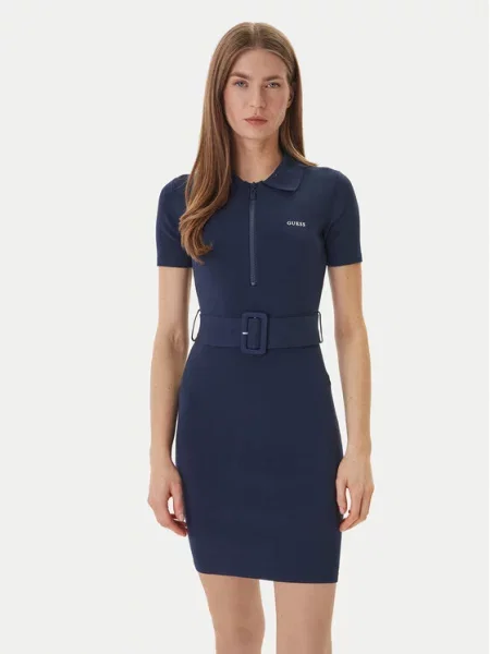 Guess Pletena obleka Mornarsko modra