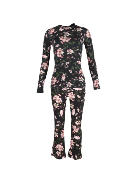 Pantaloni Erdem cu model floral cu imagine negru