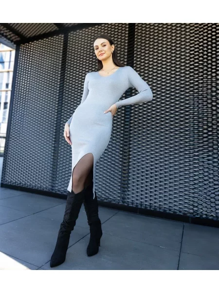 Obleka maxi obleka Ur/ceo reža siva