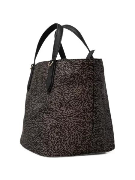 Geantă shopper Borbonese cu imagine maro