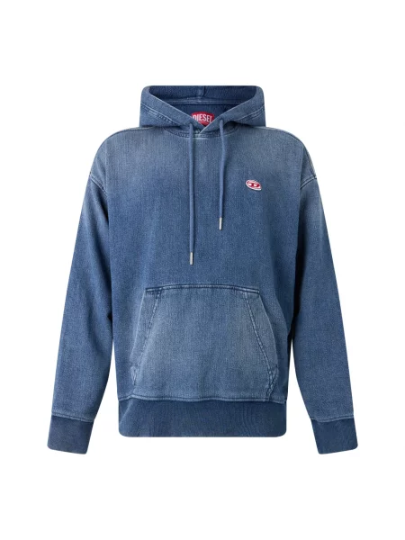 Bluza z kapturem Diesel z kapturem do biegania niebieska