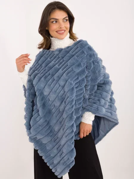 Poncho Wool Fashion Italia albastru