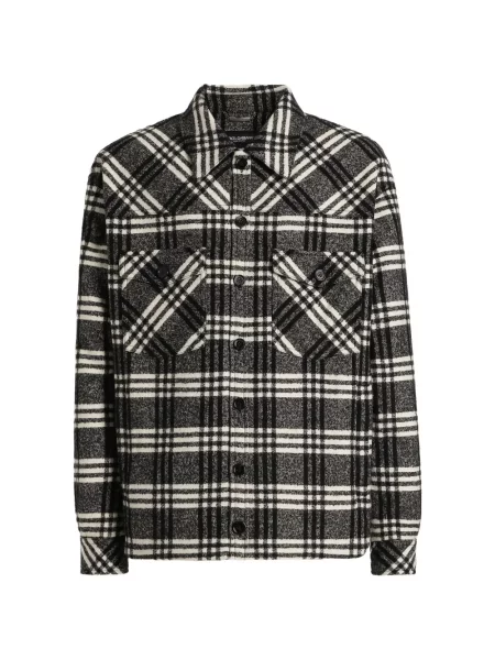 Geacă cămașă Dolce & Gabbana de lână în carouri negru