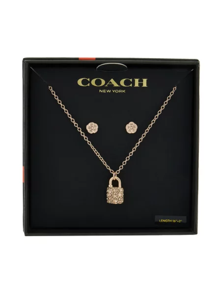 Komplet ogrlica in uhani Coach Rožnato zlato