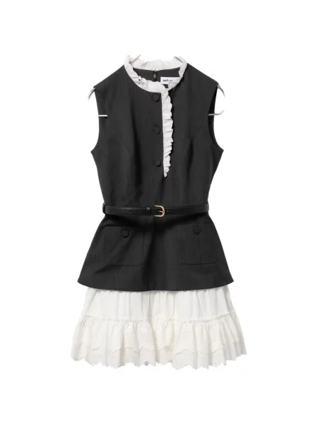 Rochie mini Self-portrait cu volane de costum mini gri