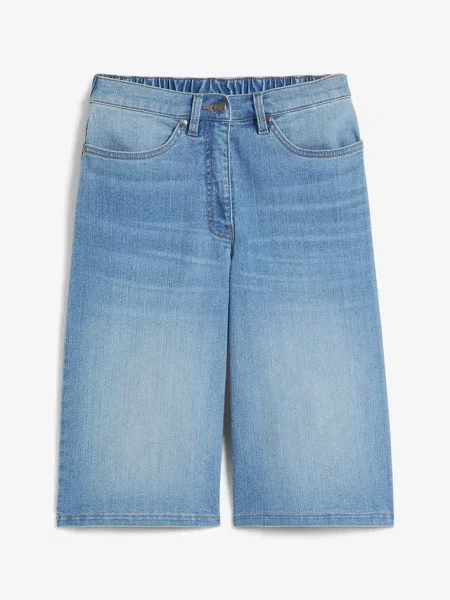 Bermudy jeansowe z wygodnym pasem niebieskie