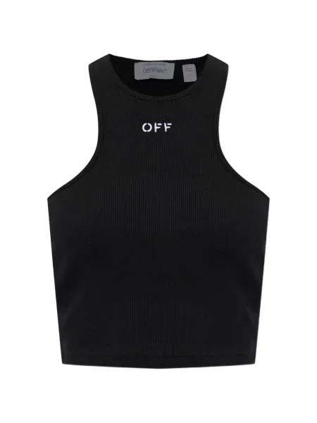 Top Off-white fără mâneci alb