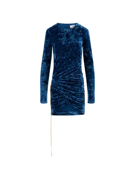 Rochie mini Danamé de catifea cu volane albastru
