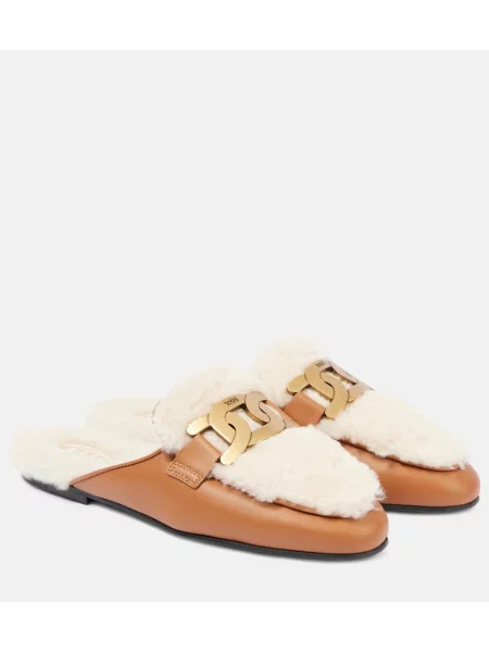 Papuci de casă Tod's din piele bej