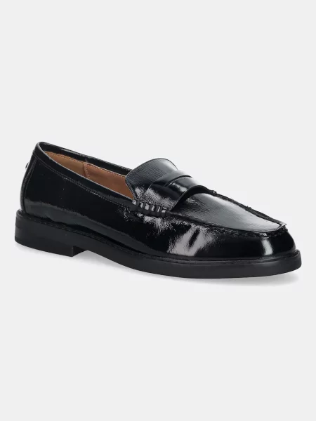 Mocasini Steve Madden din piele cu toc plat negru
