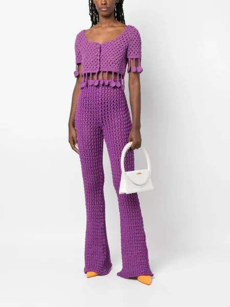 Spodnie Moschino dzwony fioletowe