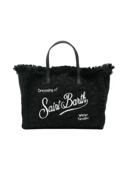 Shopperka Mc2 Saint Barth wełniana pleciona czarna