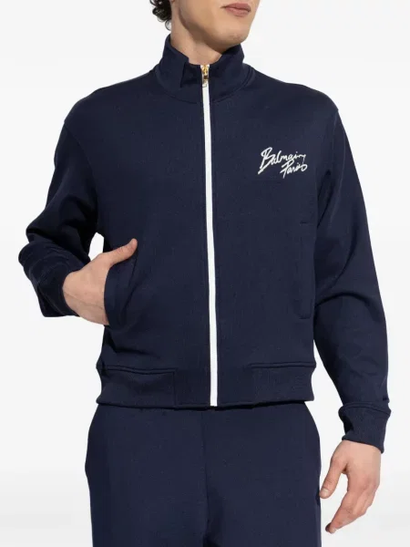 Hanorac Balmain cu broderie albastru
