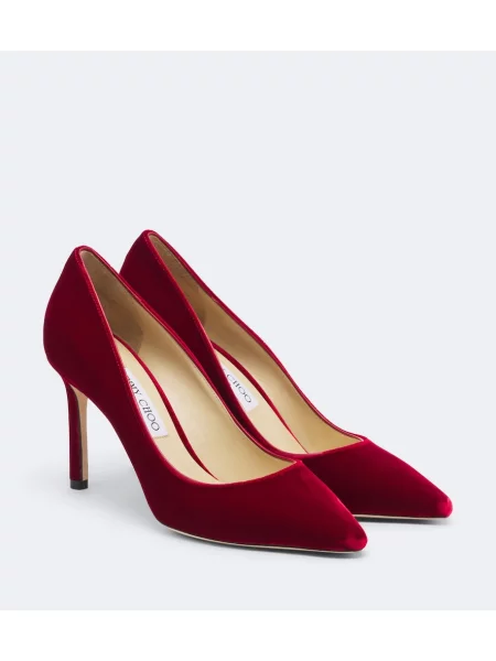 Aksamitna czółenka Jimmy Choo czerwona
