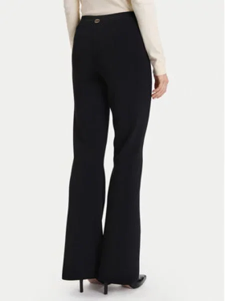 TWINSET Medžiaginės kelnės Flare Fit juoda