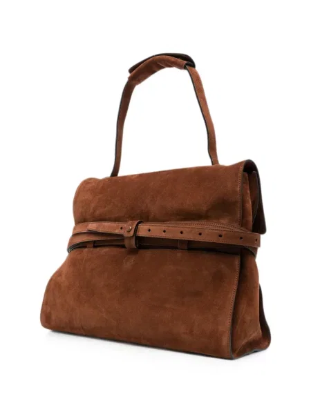 Cu centură curea Moschino din piele de căprioară maro