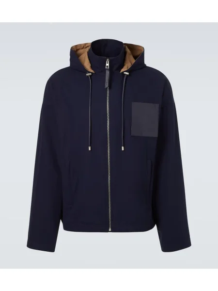 Geacă Loewe cu glugă din țesătură twill albastru