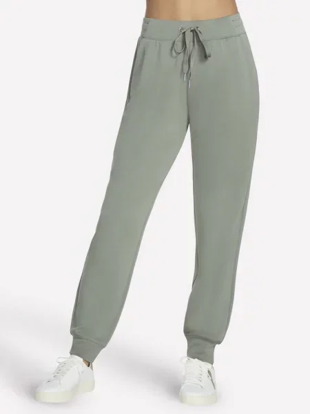 Штани спортивні Skechers Skechluxe Elevate сіро-зелений віскоза/поліестер зелені
