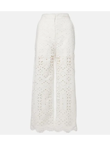 Pantaloni Veronica Beard cu broderie alb