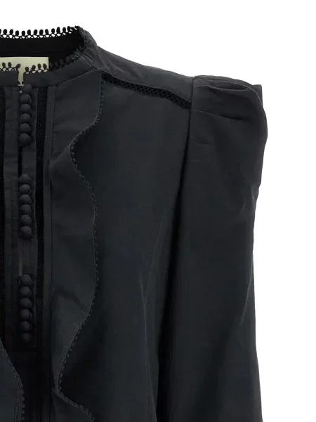 Rochie mini Isabel Marant cu volane de costum negru