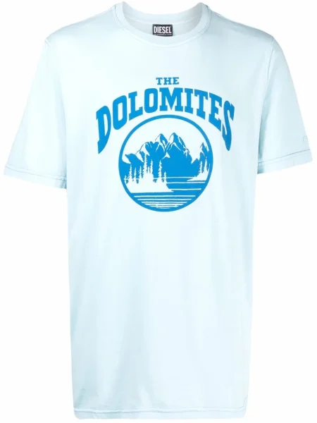 Tricou Diesel cu imagine scurt albastru