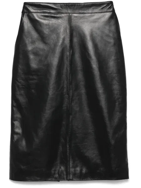 Fustă din piele Manokhi până la genunchi negru